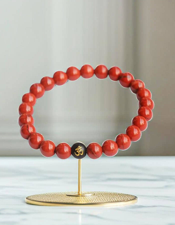 Red Jasper & Om Onyx Stone Bracelet