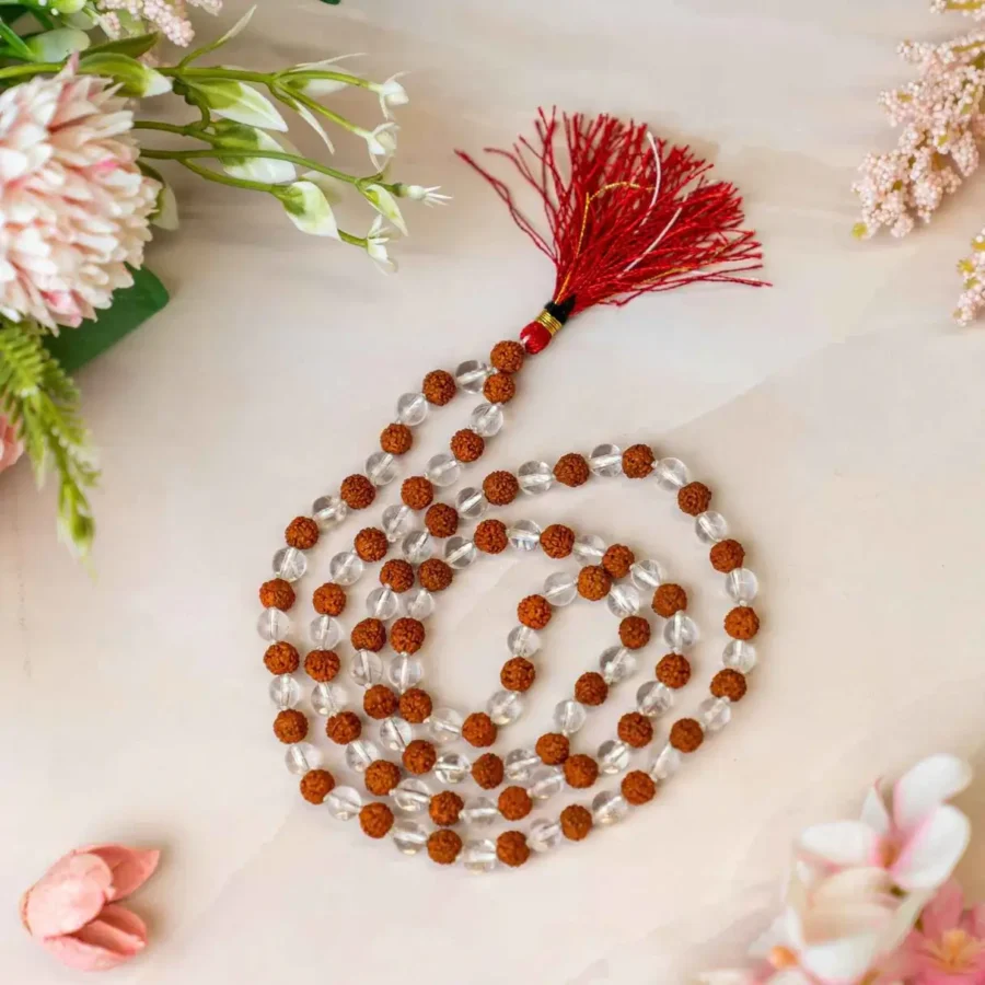Sphatik and Rudraksha Mala-108+1 Beads